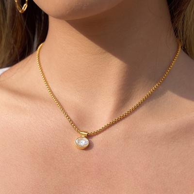 Titanium Steel Zircon Pendant Necklace Accessories Collarbone Chain European and American Stainless Steel