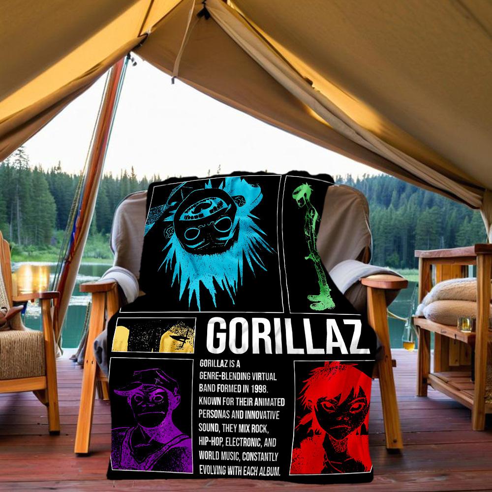 1pc Gorillaz Virtual Band Outdoor Blanket Lightweight Flannel, All-Season Use for Sofa, Bed, Travel, Camping, Living Room, Office, Couch018