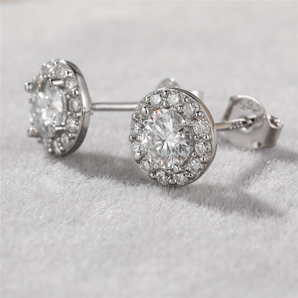 Boucles d'oreilles puces rondes en argent sterling S925 0,5 carat pour femmes, simples, en moissanite, tendance, avec diamants Mozzarella, usine