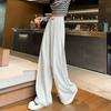 Dimanaf Jarní dámské kalhoty plus size se širokými nohavicemi, základní elastické kalhoty, volné ležérní kalhoty s vysokým pasem, plisované kalhoty 5XL
