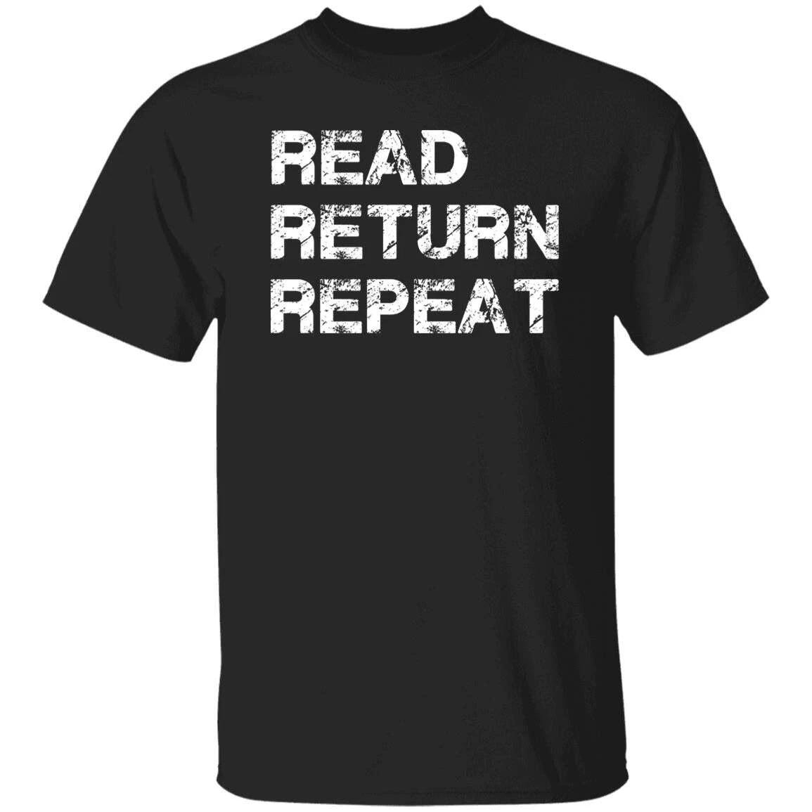 Read Return Repeat Unisex T-shirt book lover, Librarian tee black dark heather M