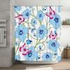 Modern Flower Design Shower Curtain Blue Butterfly Print Decorative Waterproof Fabric for Bathroom Bath Accessories Large Size 1