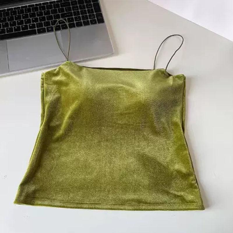 Sametové tílko vesta Vysoce kvalitní spodní prádlo Není třeba nosit prsní vložku Bandeau Lodičkový výstřih Bez rukávů Top na špagetová ramínka Sametový Sexy