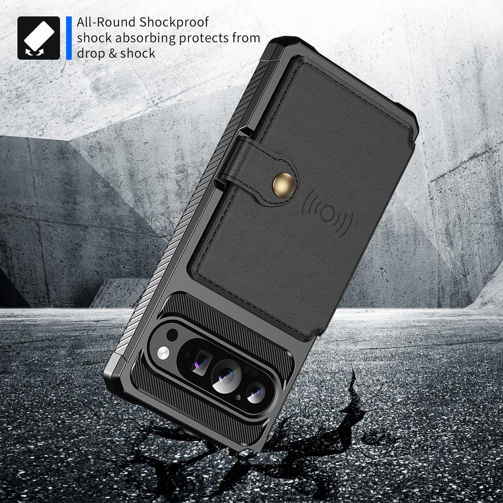 ZM03 For Google Pixel 9 Pro XL Case with Card Holder PU Leather+TPU Phone Back Cover