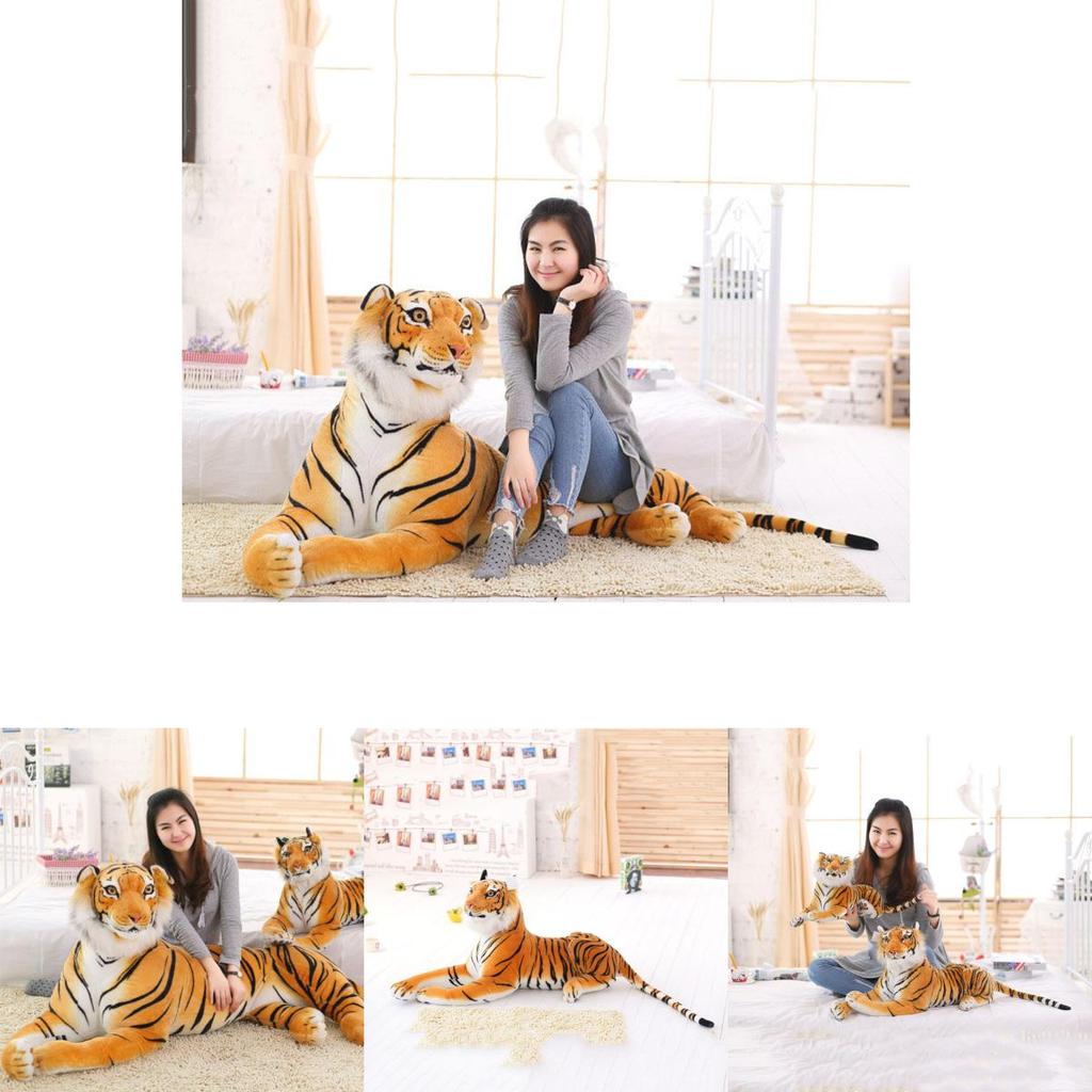 Luxurious Tiger Plush Animal Realistic Big Cat Orange Bengal Soft Stuffed Toy Pillow