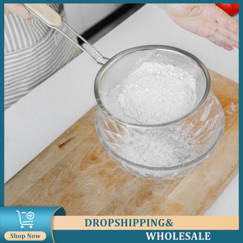 

Сито из нержавеющей стали с удобной ручкой из натурального дерева, прочный кухонный инструмент из нержавеющей стали, экстрактор для пельменей с деревянной ручкой