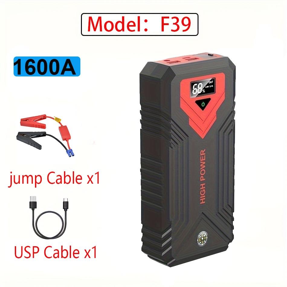 

Пусковое устройство для автомобиля с пиковой силой тока 2500 А для бензиновых двигателей объемом 6,0 л/дизельных двигателей объемом 4,0 л — с ЖК-дисплеем, двумя портами USB, совместимыми с функцией быстрой зарядки QC3.0 красный