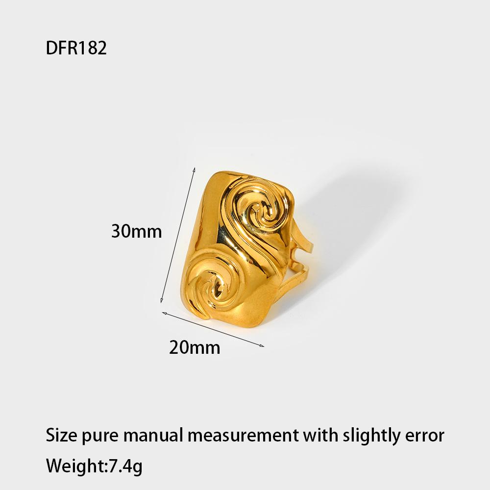 European and American ins plated 18K gold stainless steel starfish dragonfly geometric opening ring exaggerated design waterproof ring female