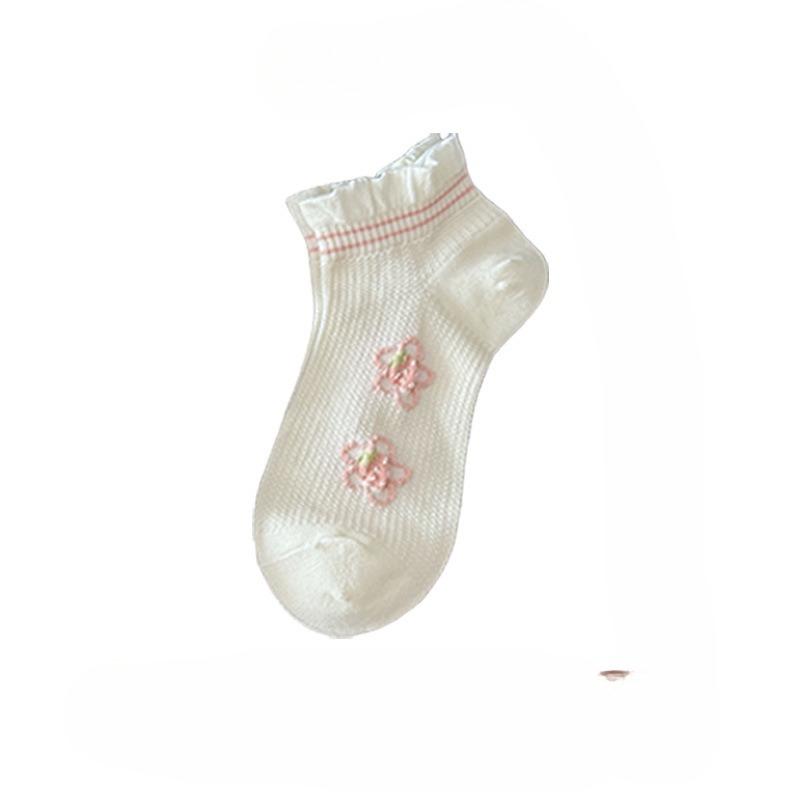

Floral Socks, Children s Short Socks, Summer Lightweight Cotton Socks, Mesh Ventilation, Strawberry Style, Versatile, Trendy, Short Tube, Summer 1 pair