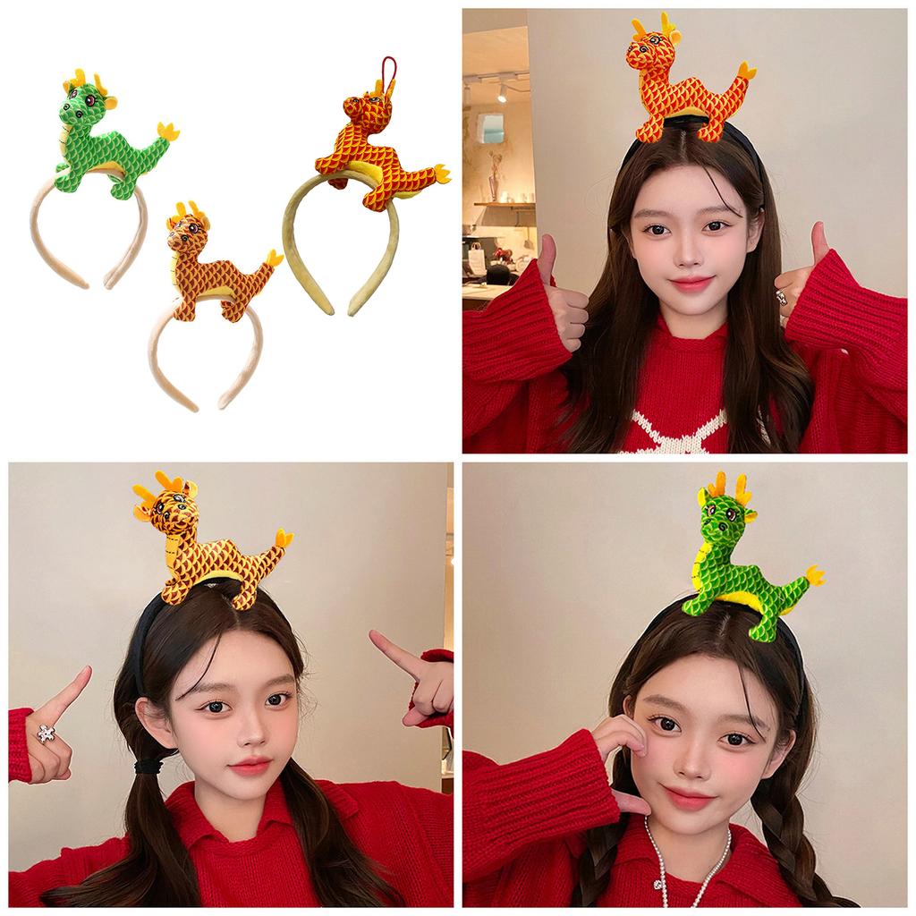 Cartoon Stuffed Dragon Shape Hairband Photography Hair Holder New Year Party Headband for Girls Women Multiple Color
