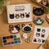 3D Beaded Cat DIY Kit 4Piece Set Handmade Cat Face Coaster Craft Kit with Beads Thread and Instructions for Handmade Projects