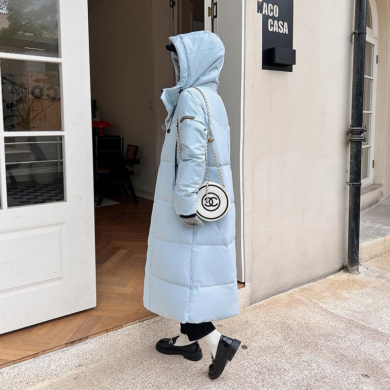 Зимняя Новая Мода Свободная Толстая Хлопковая Куртка с Капюшоном Женственная Удлиненная Теплая Куртка-Хлеб. XL