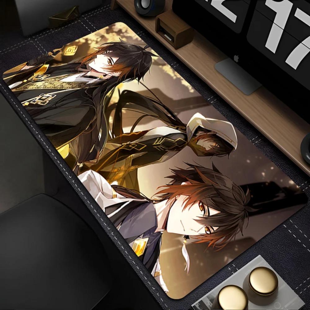 Anime Zhongli Mouse Pad Large Gaming Desk Mat NonSlip Laptop Keyboard Tray Office Pc Genshin Impact Gamer