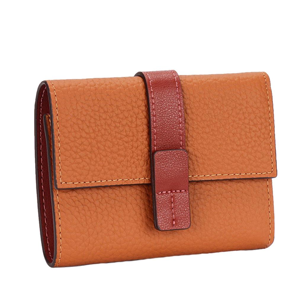 Damen-Geldbörse aus Leder, rechteckig, dreifach faltbar, einfarbig