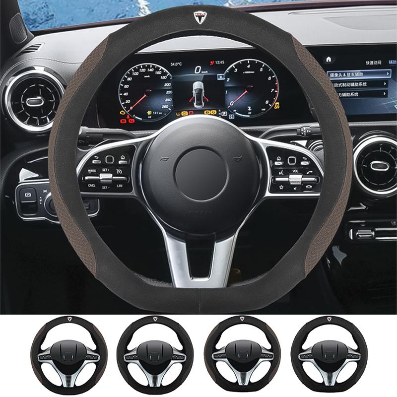 CRCUD1 Universal Car Carbon Fiber Steering Wheel Cover Leather PU Anti Slip For Tesla Model 3 Model Y Model S Model X Cybertruck Coil