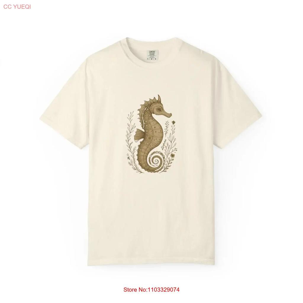 Seepferdchen Kunst T-Shirt Nautisch für Meeresliebhaber Strandkleidung vintage Gewaschen Vielseitig Dehnbar Streetwear Grafik Weich