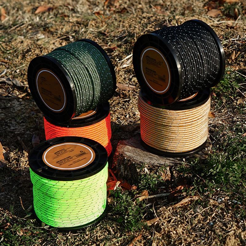 Reflective Rope 4mm Diameter 50m Windproof Guyline Heavy Duty Tent Cord Camping Accessory High Visibility Tarp Tie Down Cord