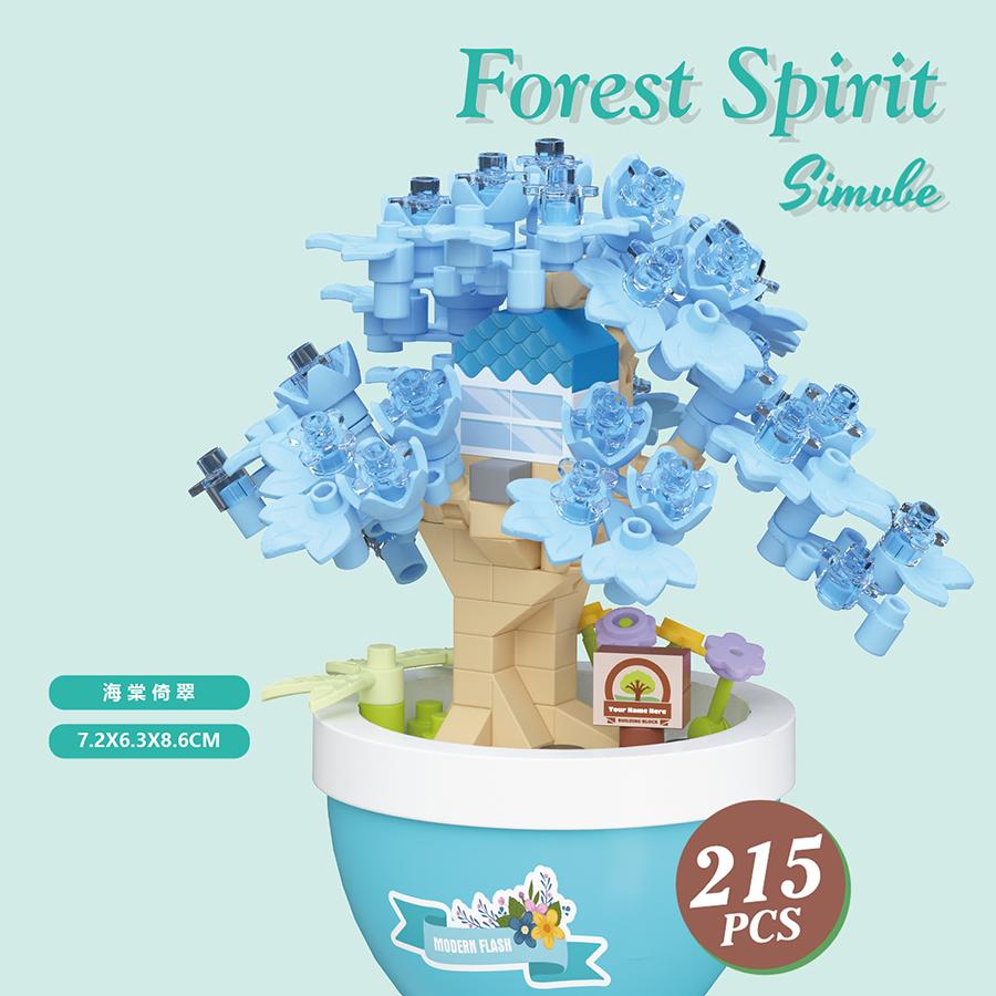 Colorful Forest Spirit Micro Building Blocks Plastic Potted Plants Educational Kids Toys New Year Decor Thanksgiving Day Gifts