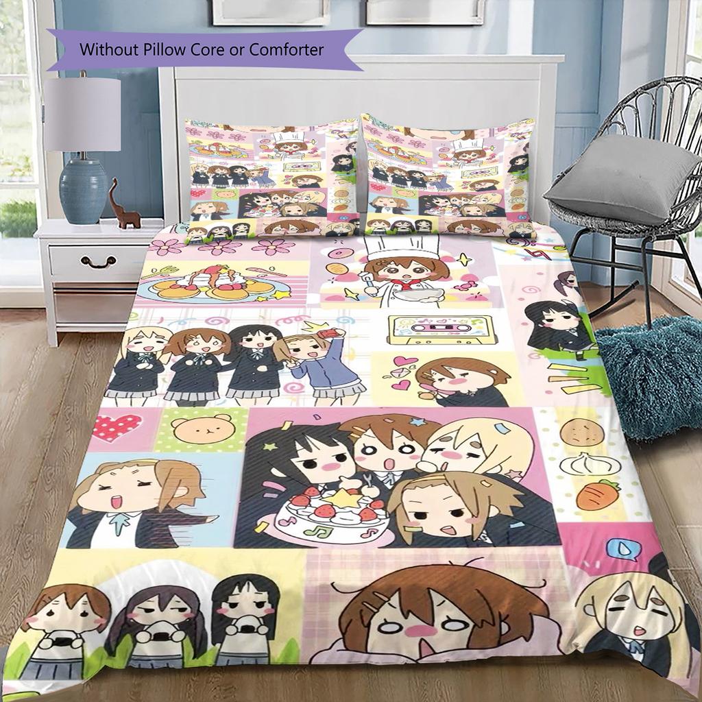 Anime Pattern Bedding Quilt Set Quilt Cover Pillowcase Home Decoration Birthday Gift (1 * Duvet Cover + 2 * Pillowcase, Without Core)