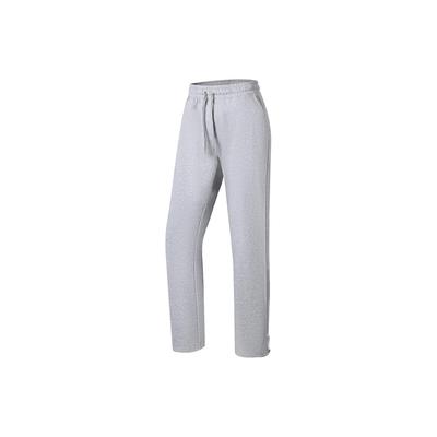 Li Ning Fitness Series Einfarbige Gerade Bein Fleecegefütterte Warme Passform Sporthose Damenhose Hellgrau AKLSB10-5