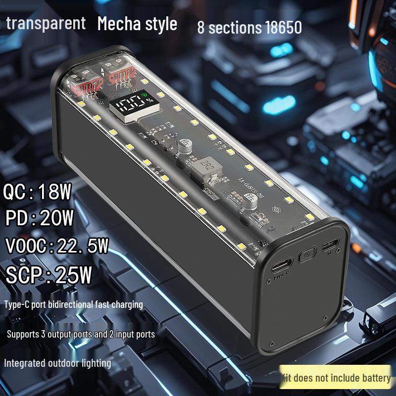 8-Section 18650 Battery Box DIY Kit: Solder-Free Quick Charge Power Bank Shell