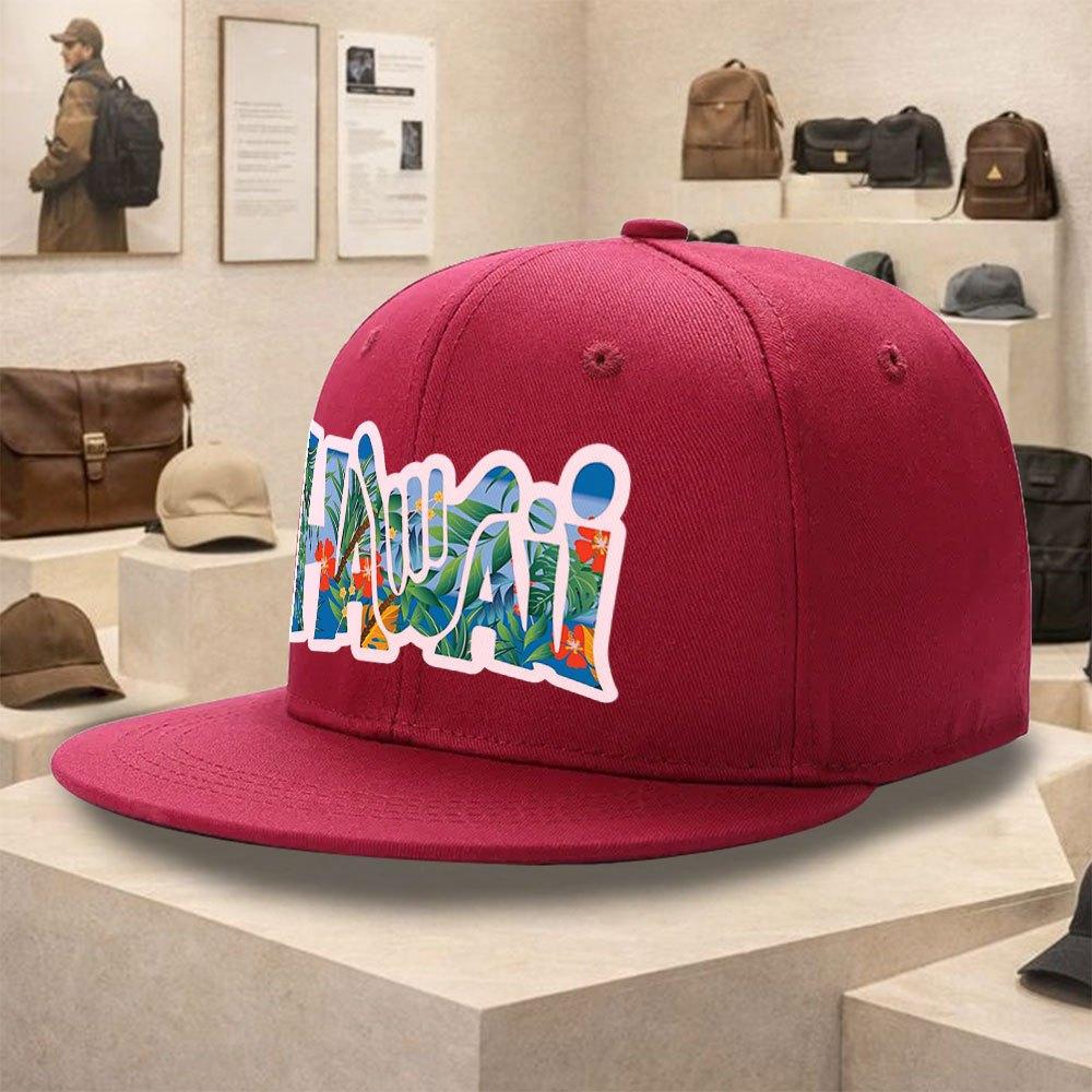 Summer Aloha Hawaii Shaka Sign Print Flat Brim Baseball Cap Trendy Street Style Polyester Adult Hip Hop Hat