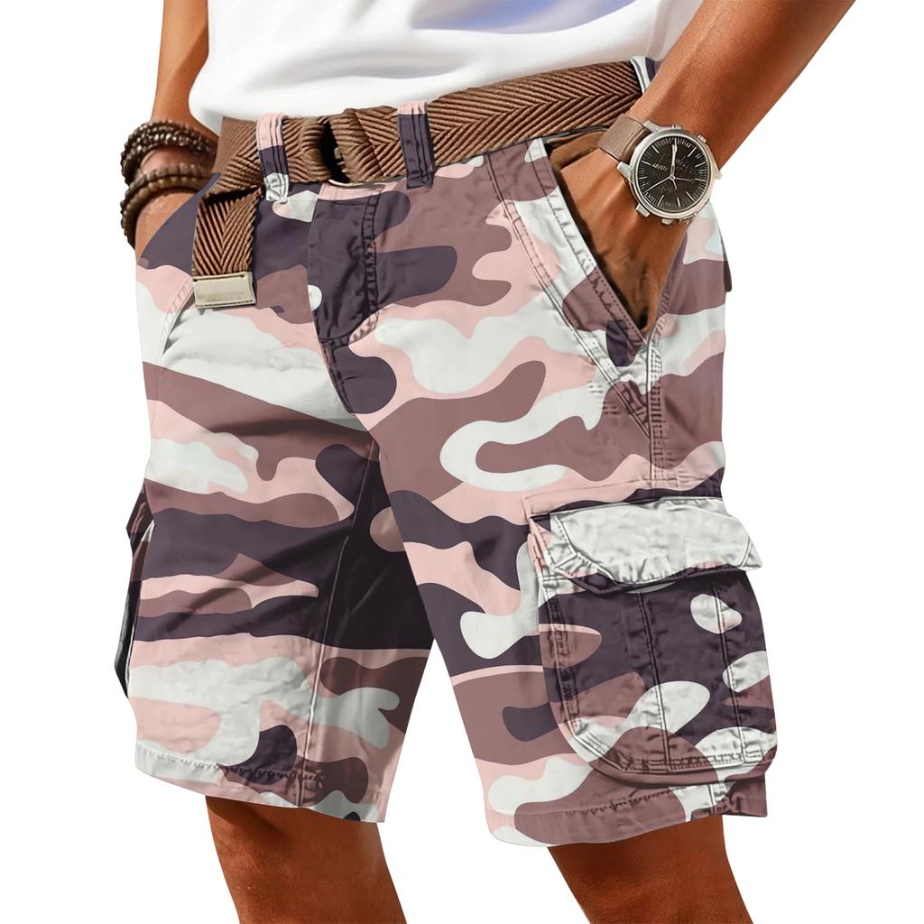 Men's Casual Trend Camouflage Print Shorts - Men's Multi-pocket Workwear Sports Shorts (without Waistband)