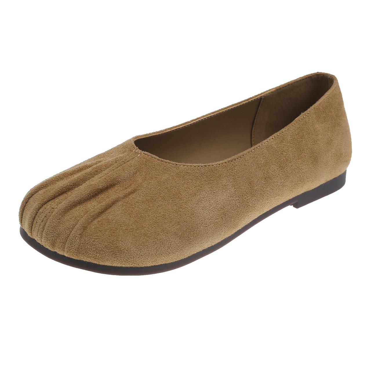 

Бабушкины туфли женские туфли на плоской подошве 2025 новая корейская версия универсальные четырехсезонные плиссированные туфли с неглубоким горлом одинарные туфли для беременных женщин обувь Doudou 40