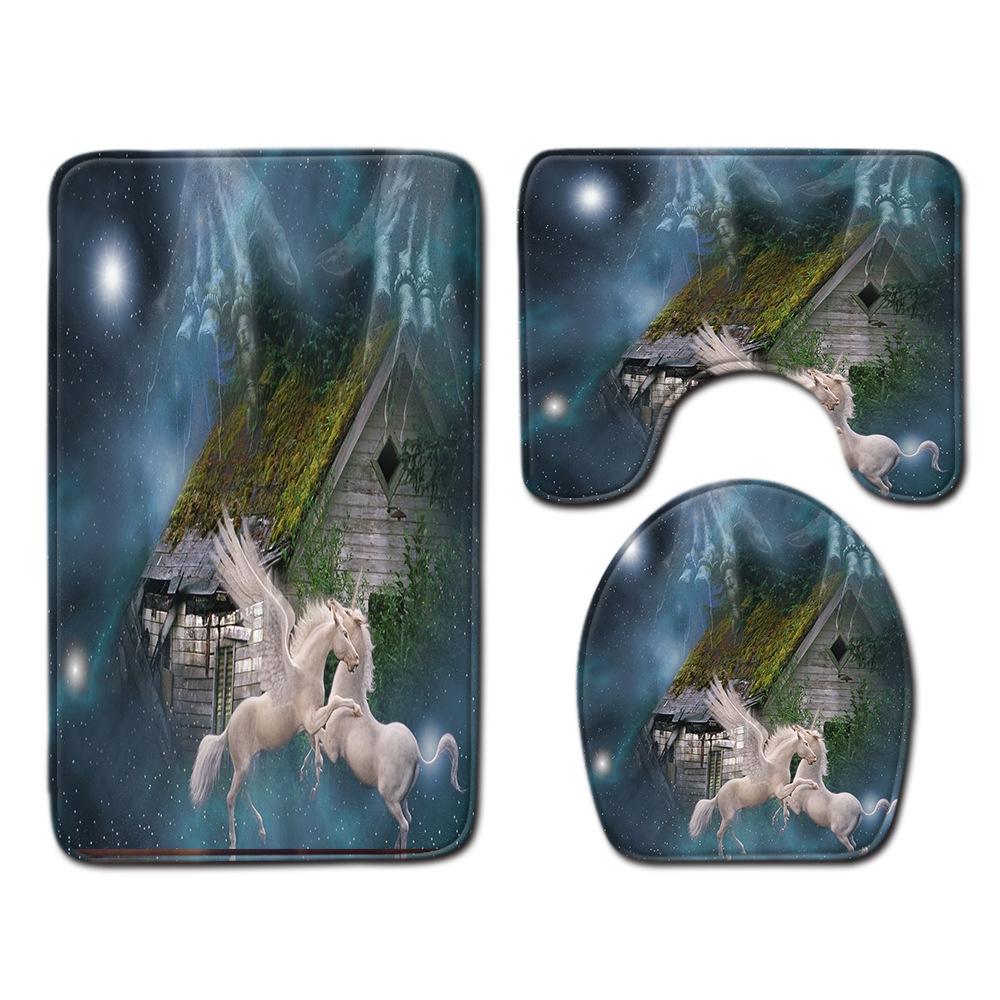 Einhorn Badezimmer Bodenmatte Toilette Dreiteiliges Set