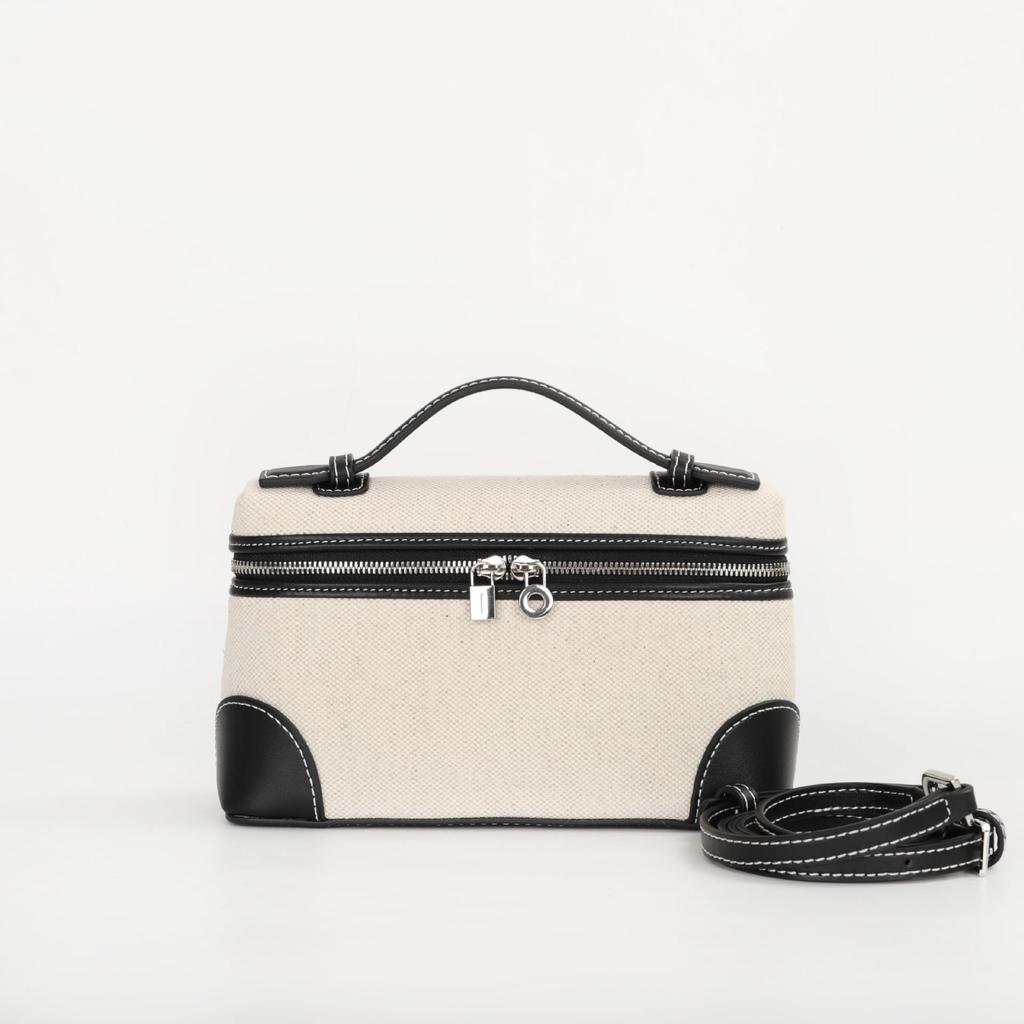 2025 Women's Canvas Patchwork Crossbody Tote - Fashionable Small Square Casual Bag