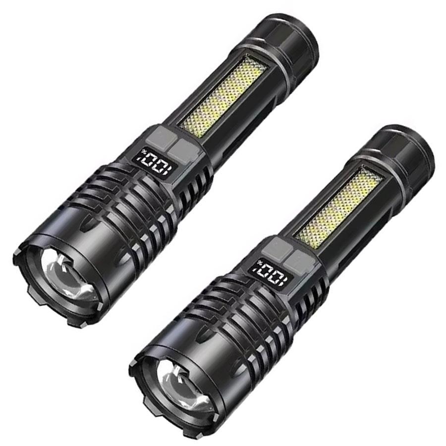 High Power LED COB Flashlight Built-in Large Capacity Battery Rechargeable Torch For Outdoor Camping Emergency Zoom Lantern