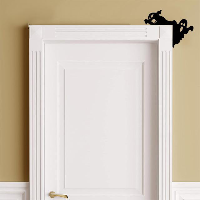 New Halloween Door Corner Decoration Sticker Pvc Self-adhesive Holiday Atmosphere Spider Web Ghost Witch Decal