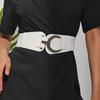 Women Elastic Corset Solid Color Metal Hanging Buckle Belt Faux Leather Slimming Body Waistband Dress Shirt Decoration