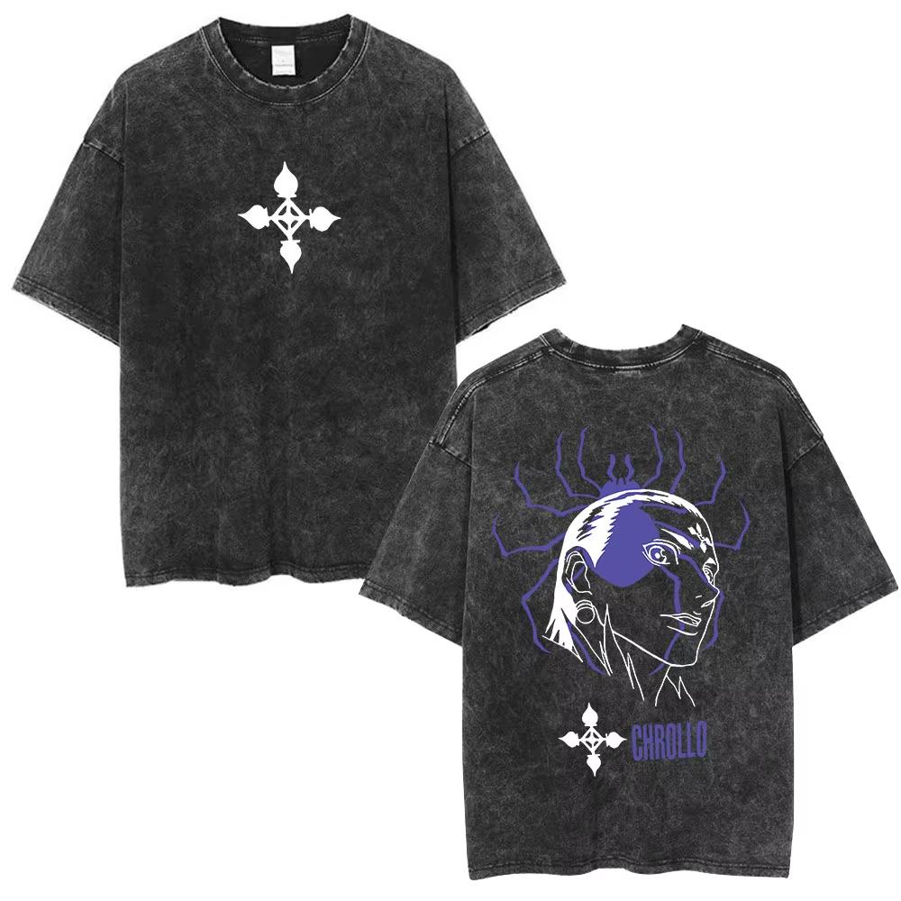 2026 Hot Sale Anime Hunter X Hunter Phantom Troupe Washed T-shirts Hisoka Graphic Print T Shirts Men Women Clothing Cotton Oversized Tee Short Sleeve
