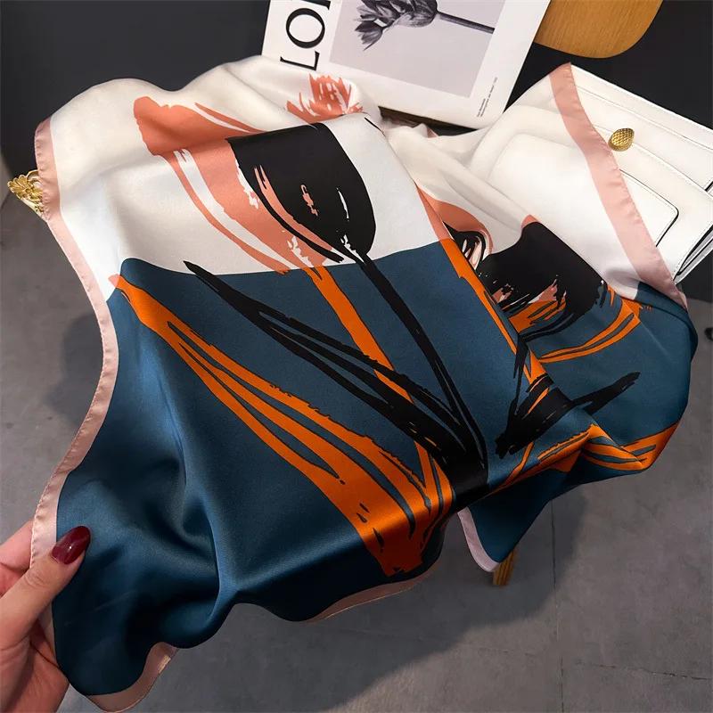 

Роскошный бренд Шарфы Палантин Мягкий Сатин Искусственный Шелк Квадратный Шарф Женский Шейный Пляжный Повязка для волос Бандана Фуляр Лента Сумка 70см 70x70cm