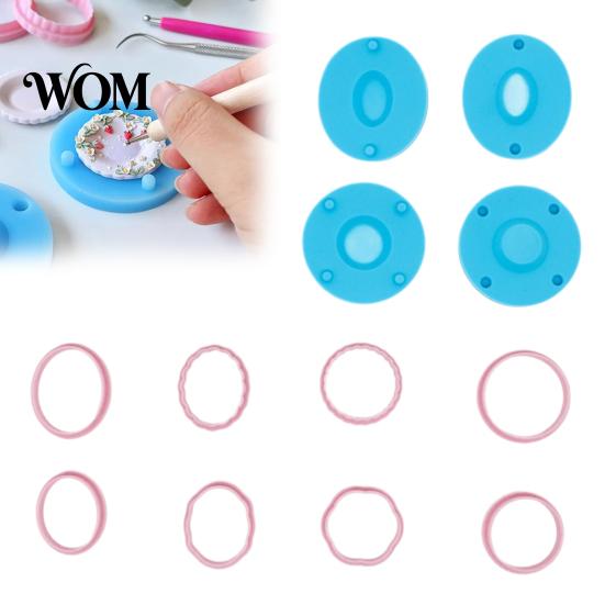 Silicone Tray Base Molds 12Pcs Mini Plate Clay Molds, Earring with Positioning Base, Multi?Shape Polymer Craft Supplies Cutters for DIY Earring,