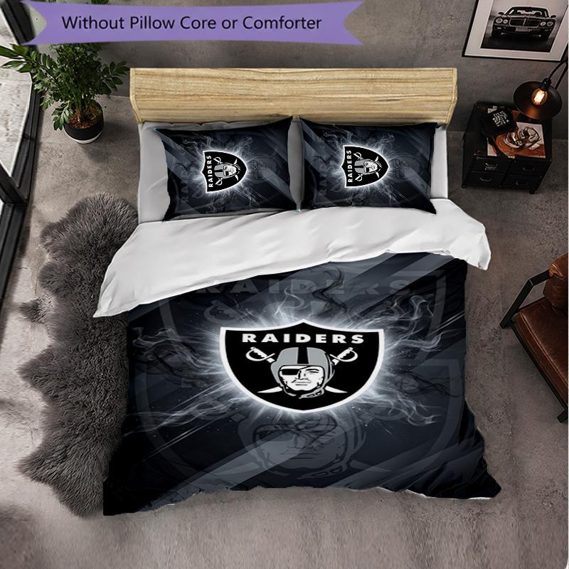 Set Biancheria da Letto 3 Pezzi in Microfibra con Motivo Las Vegas Raiders Decorazione Copripiumino per Camera da Letto Uso Domestico