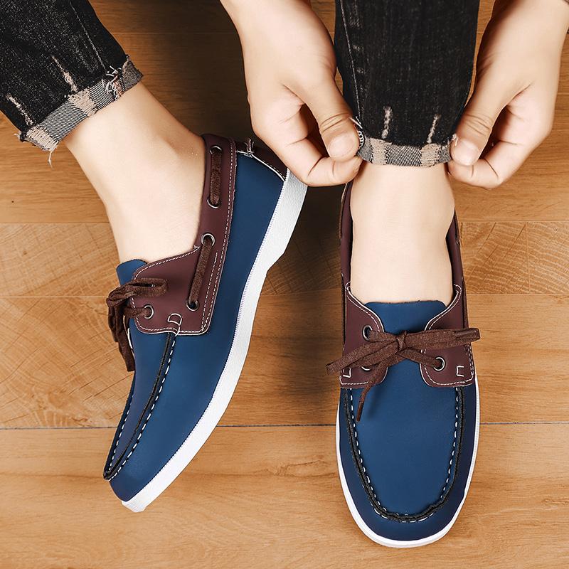 Fashion New Leather Dress Boat Shoes for Man Stylish Business Male Loafers Brand Slip On Casual Flats Moccasins Breathable Dress Shoes