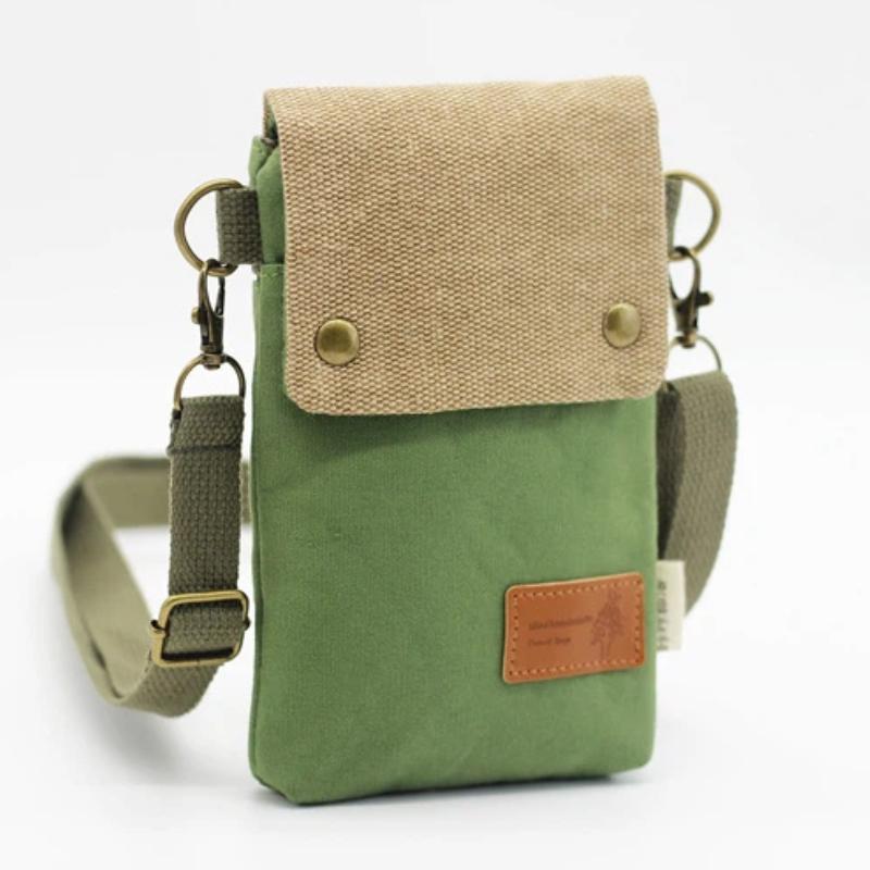 Women's Canvas Crossbody Phone Bag Color Block Triple Layer for Stylish Mobility