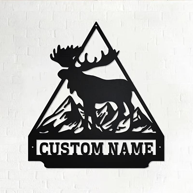 

Vintage Moose Metal Wall Art Personalizable Home Office Decor Reusable 30cm