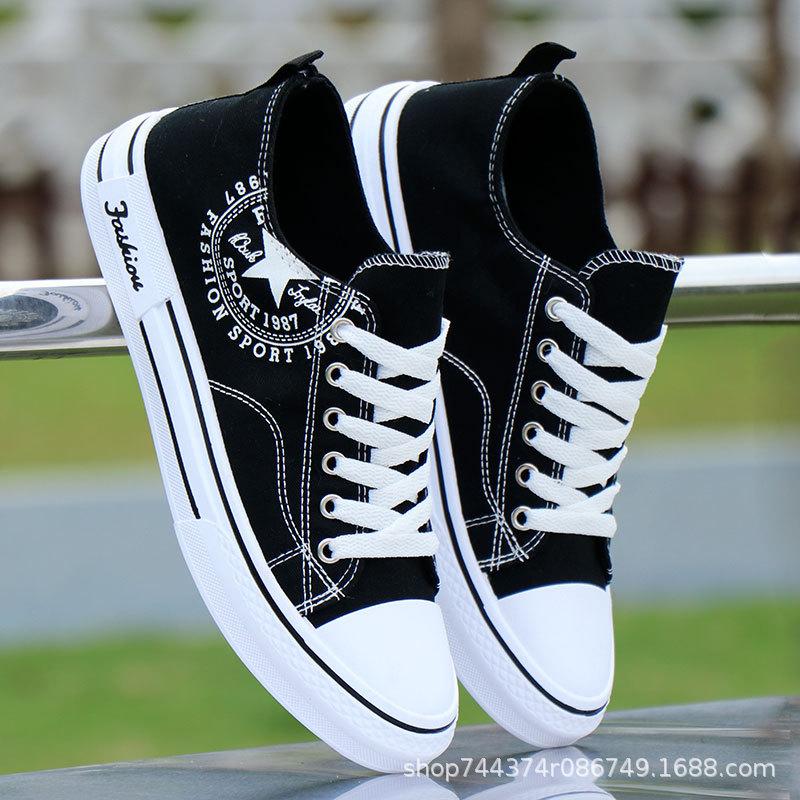 Vår och höst vita high-end canvas skor fritidsskor lågskurna tygskor student sneakers ungdom