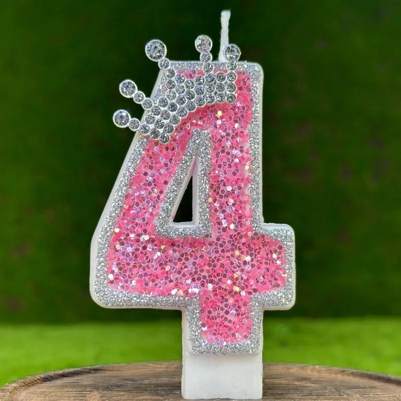 Pink Number Mini Candle Birthday Girls Party Supplies Elegant Decorative Candles Decoration For Beauty Salons Candle 4 Years
