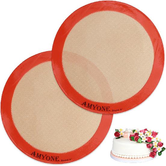 AMYONE Quarter Sheet Silicone Baking Mat, 2 Pcs Non-Stick Silicone Baking Mats Cookie Sheet for 9x13 Baking Pan, Reble Baking Sheet Liners Compatible