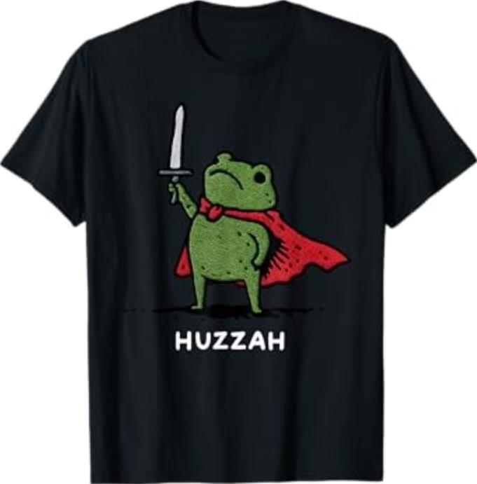 Huzzah Frog Knight Funny Sword Meme Quote T-Shirt S разноцветный