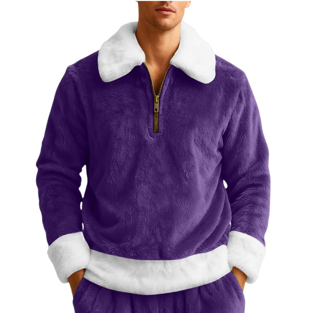 Men's Leisure Half Zipper Flip Collar Hoodie