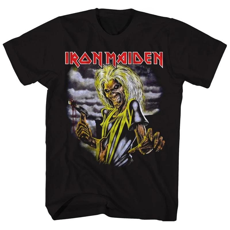 IRON MAIDEN Killers Vintage Grafické Tričko, Oficiální Merch z Turné Kapely, Heavy Metalové Hudební Tričko, Bavlněné Streetwearové Tričko pro Muže