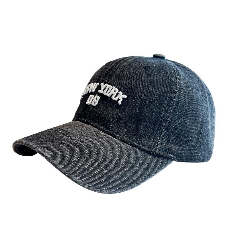 Letter Embroidery Washed Denim Cap Men's and Women's Spring and Summer Versatile Sun Hat Fashion Baseball Cap