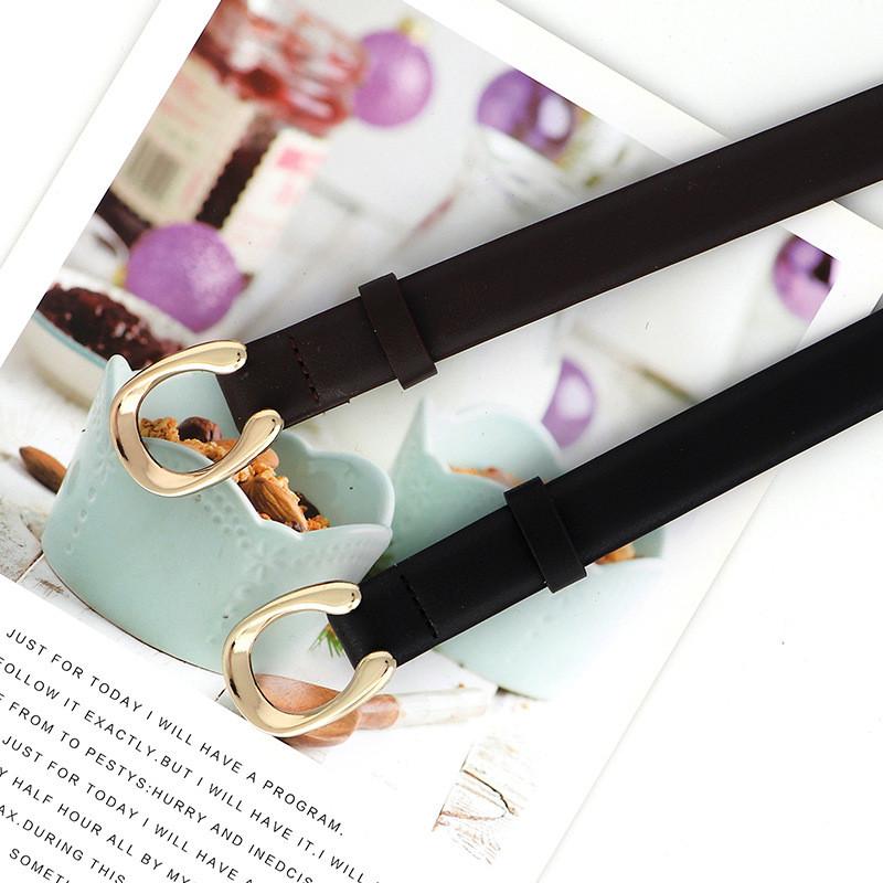 Metal C Shaped Buckle Decoration Women Slim Waist Belt For Daily Casual Wear