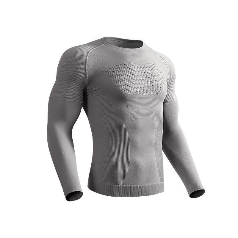 Men Seamless Sports Fitness Shirt Long Sleeve Quick-Dry Moisture Wicking for Cycling Running Hiking Training Outdoor Sports