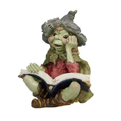 [R7056] - Resin Figurine 'Pixie and Her Book' Know - 35x26x20 Cm